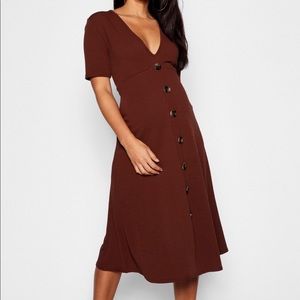 Maternity Horn Button A Line MIDI Maternity Dress